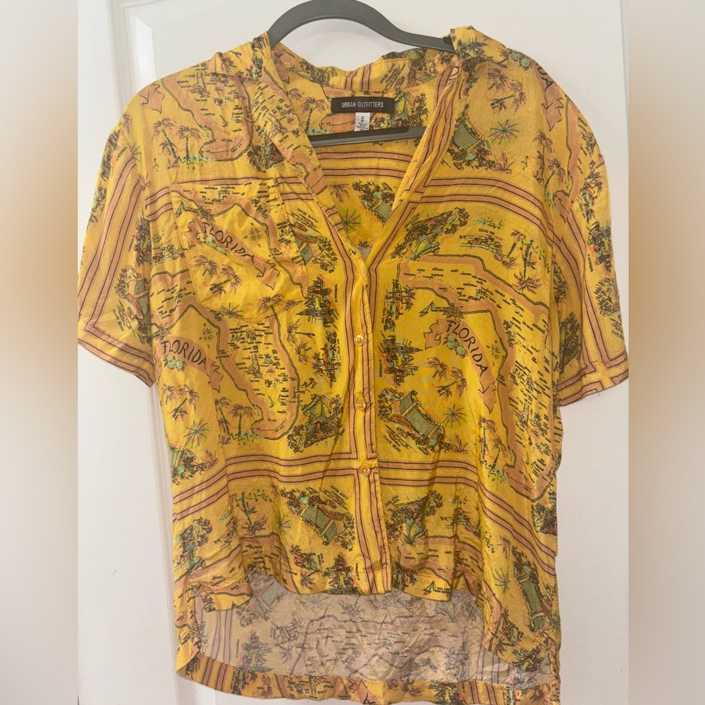 Urban Outfitters Florida map themed blouse